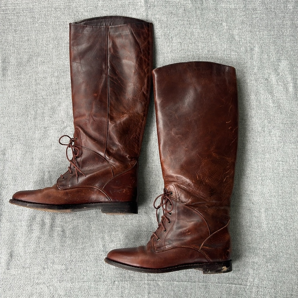 Cole Haan Tall Leather Laced Riding Boots 7